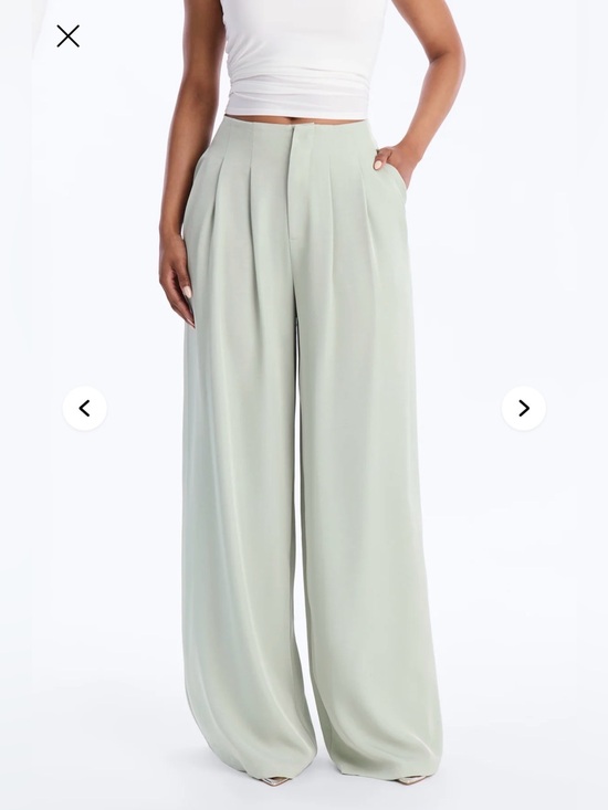 Fashion Nova Pants - Fashion Nova Valeria Pleated High Rise Wide Leg Trousers - Sage Green
